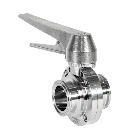 STEEL & OBRIEN 2-1/2" Butterfly Valve - Metal Trigger Handle/Clamp Ends, 304-Viton BFVMTC-2.5-304-VITON